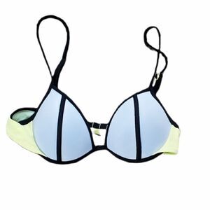 Victoria's Secret Blue & Yellowish Green Colorblock Bikini Top